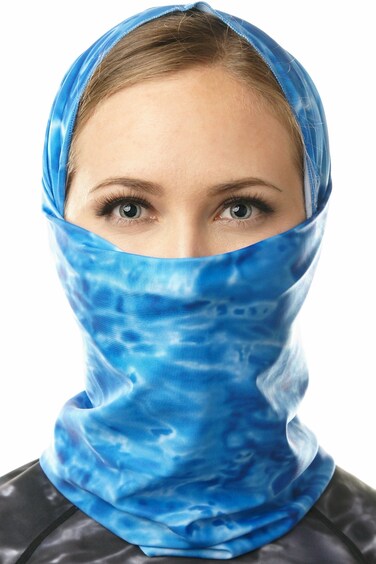 Aqua Design Face Cover for Women: UPF 50+ Motorcycle Ski Cover Balaclava Gaiter: Royal Ripple: Size Large