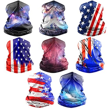 Dapaser 8 Pack Cooling Neck Gaiter Balaclava Face Mask UV Protection Breathable Bandanas Scarf Face Cover for Men Women