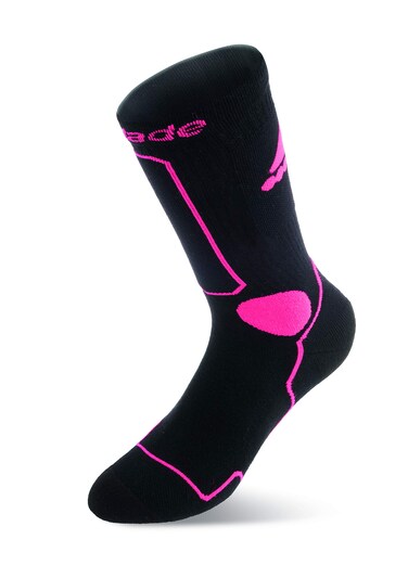 Rollerblade Performance Women's Socks, Inline Skating, Multi Sport, Black and Pink, Size Large