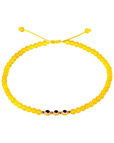 Lightock Evil Eye Ankle Bracelets for Women Beads Anklets Beach Accessiory Gemstone Crystal Adjustable Yellow Agate Charm