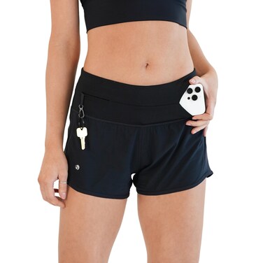 FlipBelt Women's Standard Running Shorts, Black, X-Small