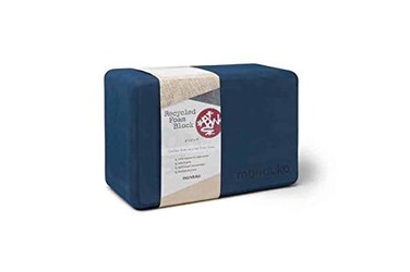 Manduka Recycled High Density EVA Foam Yoga Block &ndash; Contoured Edges for Comfort, Firm Stability for Balance and Support in Any Yoga Pose, Midnight, 9''L x 6''H x 4''D
