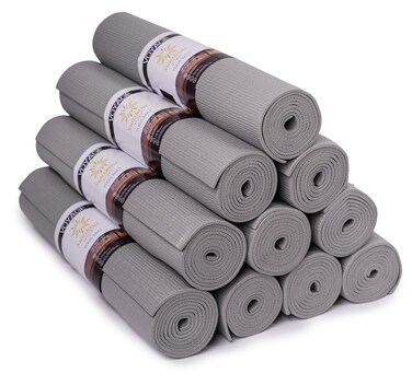 Sunshine Yoga Voyage Yoga Mat, 10 Pack, 72" x 24" Professional Studio and Gym Bulk Yoga Mats, 5mm Thick, Durable, Anti-Tear, Non Slip Fitness and Exercise Mats, Cool Gray