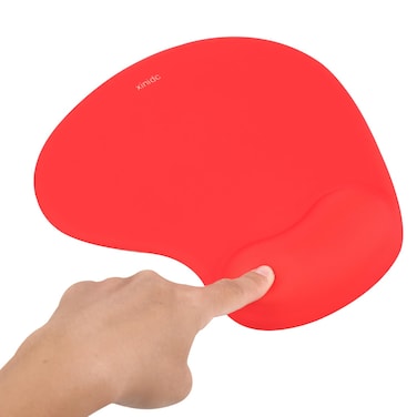 xinidc Ergonomic Computer Mouse Pad with Wrist Rest Support, Pain Relief Mouse Pad with Non-Slip PU Base for Home Office Working Studying (Red)
