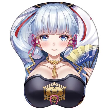 Genshin Impact Xiao Zhongli Mouse Pad with Wrist Support Comfort Silica Gel Wrist Rest Support Mat Mice 3D Mouse Pad Non-Slip PU Base for Computer (Kamizato Ayaka)