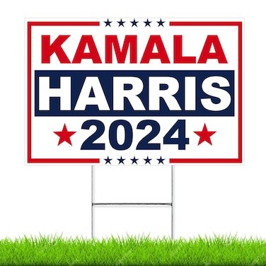 Oligei Kamala Harris 2024 Yard Signs, Kamala Harris Yard sign 18" X 12", Kamala Harris Yard Signs 2024 Double Sided Fade Resistant, Take America Back Kamala Signs for Yard Heavy Duty Metal H-Frames