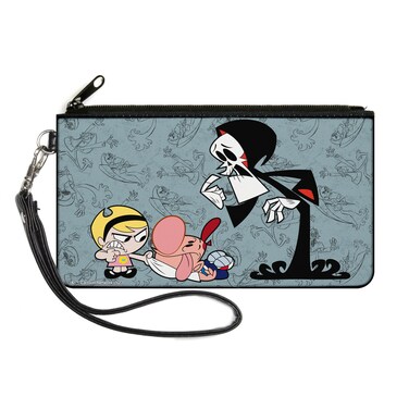 Warner Bros. Animation Zip Around Clutch Wristlet Travel &amp; Credit Card Holder Wallet, The Grim Adventures of Billy Mandy Group Pose and Grim Gray, Canvas