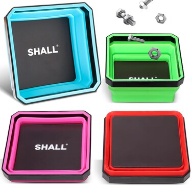 SHALL 2-Pack Magnetic Wrench Organizer Wrench Rack Tool Trays, 24-Slot Wrench Holder Set for Tool Box Drawer Chest, SAE (1/4" to 1-1/16") &amp; Metric (6 to 24mm) Durable ABS Wrench Storage