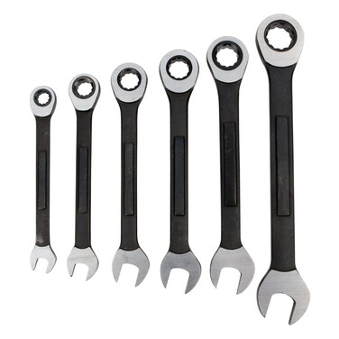 Performance Tool W1166 6 Piece Black SAE Combination Ratchet Wrench Set   Premium Drop Forged Alloy Steel   Oil &amp; Corrosion Resistant Black Finish   Sizes: 5/16, 3/8, 7/16, 1/2, 9/16, 5/8-Inch