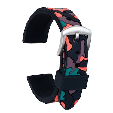 ULLCHRO Silicone Watch Strap Replacement Rubber Watch Band Waterproof Camouflage Military Men Women - 18mm, 20mm, 22mm, 24mm Watch Bracelet with Brushed Stainless Steel Buckle (24mm, Blue)