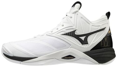 Mizuno Unisex Adult 2 Wave Momentum Mid Volleyball Shoe 8 (0800), White/Black, 9.5 Women/8 Men US