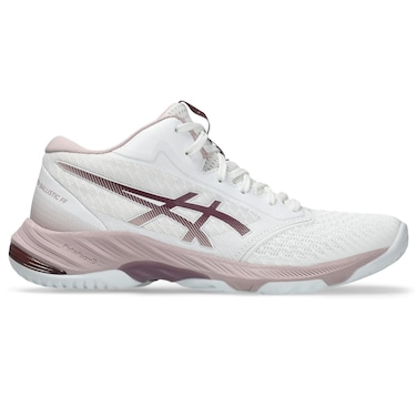 ASICS Women's Netburner Ballistic FlyteFoam Mid Top 3 Volleyball Shoes, 8, White/Watershed Rose