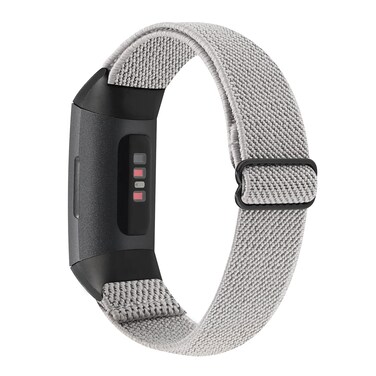 YONWORTH Adjustable Elastic Nylon Watch Band Compatible with Fitbit Charge 4/Charge 3/SE Bands, Stretch Breathable Nylon Sport Solo Loop Strap Soft Replacement Wristband for Women Men (Twill Grey)