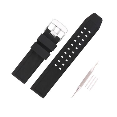 Topuly 23mm Rubber Watch Band Replacement Fits Luminox 3050 3060 3950 3080 3180 4200 6400 8820 8800 Watch Strap Metal Watch Wirstband Bracelet for Men and Women with Black Double Prong Clasp