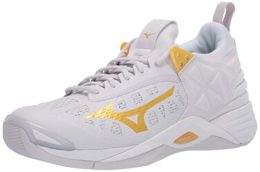 Mizuno Women's Wave Momentum Volleyball Shoe, White-Gold, 13