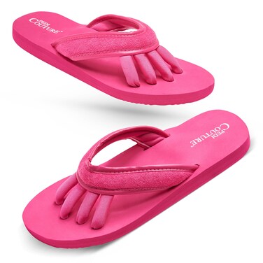 Pedicure Sandals with Built In Toe Separators for Women - Comfortable Spa Style Flip Flops for Home, Salon, Yoga &amp; Gym Use - Ideal for Nail Drying &amp; Foot Wellness (Fuchsia-L)