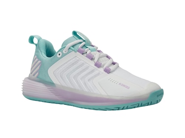 K-Swiss Women's Ultrashot 3 Tennis Shoe, Brilliant White/Angel Blue/Sheer Lilac, 9.5 M