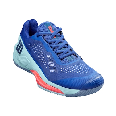 WILSON Women's Rush Pro 4.0 Sneaker, Blue/Cooling Spray/Diva Pink, 7.5