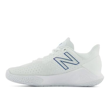 New Balance Women's Fresh Foam X Lav V2 Hard Court Tennis Shoe, White/Laser Blue, 5.5 Wide
