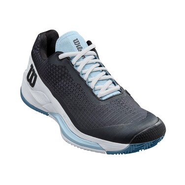 WILSON Men's Rush Pro 4.0 Clay Sneaker, Black/White/China Blue, 5.5