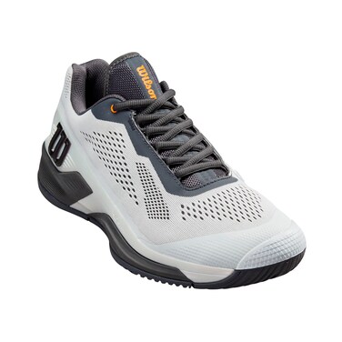 WILSON Women's Rush Pro 4.0 Shift Sneaker, Ballad Blue/Ebony/Orange Tiger, 6