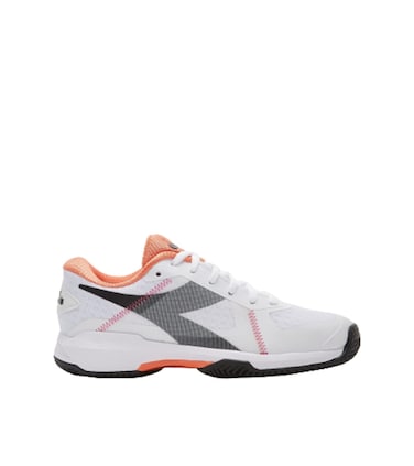 Diadora Trofeo W All Ground Pickleball Tennis Shoes (White/Black/Vermillion) (11)