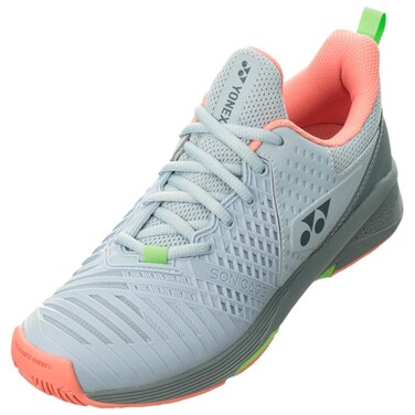 Yonex Women&rsquo;s Power Cushion Sonicage 3 Tennis Shoes, Grayish Blue/Pink (US Size 9.5)
