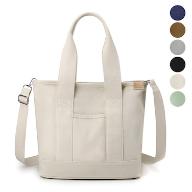 Tote Bag for Women,Large Canvas Tote Bag with Pockets,Canvas Crossbody Bag Shoulder Bag with Zipper,Japanese Tote Bag Women Large Capacity Satchel Bag with Shoulder Strap
