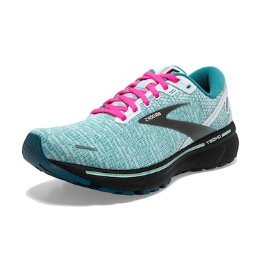 Brooks Women's Ghost 14 Neutral Running Shoe - White/Black/Blue Light - 5 Medium