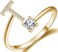 Haoze Initial Letter Ring for Women Rose Gold Stackable Alphabet Rings with Initial Adjustable Crystal Inlaid Initial Rings above 12 years old (T Golds)
