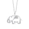 GILDED 925 Sterling Silver Necklace with Natural Diamond and Elephant Shaped Pendant, 18-inch White Silver Chain, 1/20 Carat Total Weight Diamonds, Elegant Gift Box Included