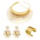 FUNOJOY African Jewelry Sets for Women - Gold Bib Choker Collars Cuff Bracelet Geometric Earrings Necklace Set Punk Costume Jewelry for Women (Gold-2)