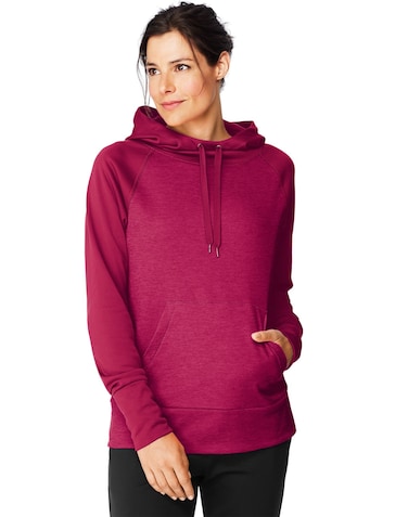 Hanes womens Sport Performance Fleece Pullover Hoodie Hoody, Fresh Berry Solid/Fresh Berry Heather, Small US