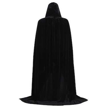 Etistta Halloween Velvet Witch Cloak Witches Costume Adults Hooded Capes Full Length Witch Cape for Women, Men (Black, M, 51.2"/130cm)