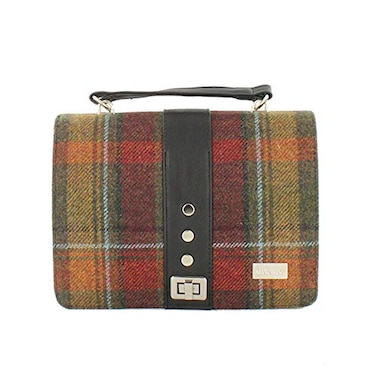 Mucros Weavers Ladies Handbag - Fiona Style - Wool &amp; PU Leather - Made in Ireland (Autumn Plaid)