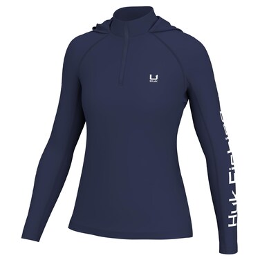HUK Standard Icon X Hoodie, Fishing Shirt with Sun Protection for Women, Naval Academy