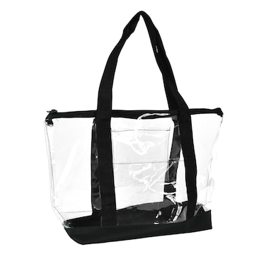 DALIX Clear Shopping Bag Security Work Tote Shoulder Bag Womens Handbag (Purple)