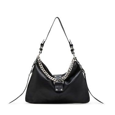 Steve Madden Alyssa-B Hobo with Buckle and Chain, Black
