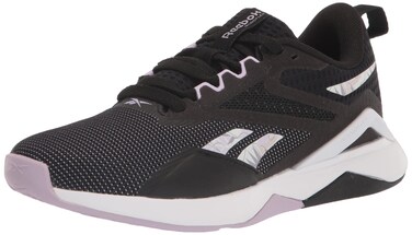 Reebok Women's Nanoflex TR 2.0 Cross Trainer, Black/White/Purple Oasis, 8