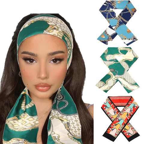 Silky Satin Edge Wrap Edge Laying Scarf Silk Scarf Silk Headband