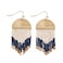 INK+ALLOY Women's Beaded Boho Earrings Claudia Luxe Abstract on Brass Half Circle Seed Bead Fringe Short Dangle Earrings Handmade Jewelry for the Modern Bohemian, 2-Inch L (Navy)