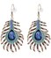 Frogwill Womens Crystal Hook Earrings Sparkling Rhinestone Peacock Feather Dangle Earrings (Blue)