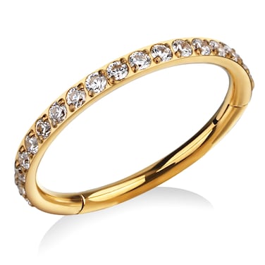 FINE4U 16G 7mm Helix Piercing Jewelry Hoop Gold - ASTM F136 Titanium Helix hoop Earrings for Women, Forward Helix Piercing, Cartilage Earring Hoop