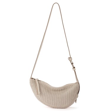 The Sak Tess Sling Bag in Crochet, Adjustable Crossbody Strap, Ecru