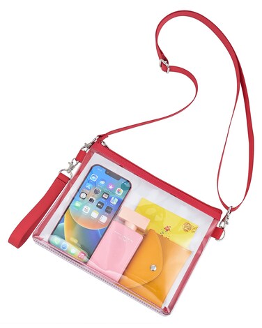 Bagenius Clear Purse Stadium Approved for Women, Transparent Clear Bag with Removable Straps for Work Festival Sporting Events and Concert - Red
