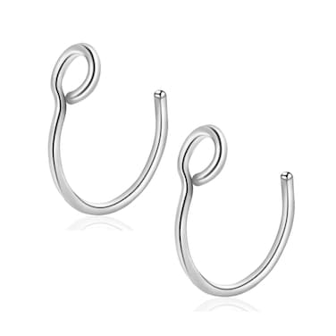 Fake Nose Ring Hoop Clip On, Non Piercing Lip Rings 20G 8mm,Gold Black Rose Gold, Stainless Steel No Pierced for Women Men