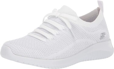 Skechers Sport Women's Ultra Flex Salutations Sneaker,white/silver,9.5 M US