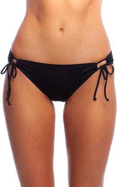 Hobie Women's Standard Side Tie Hipster Bikini Swimsuit Bottom, Black, Medium