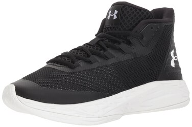 Under Armour Women's Jet Mid Basketball Shoe, Black (002)/White, 9.5