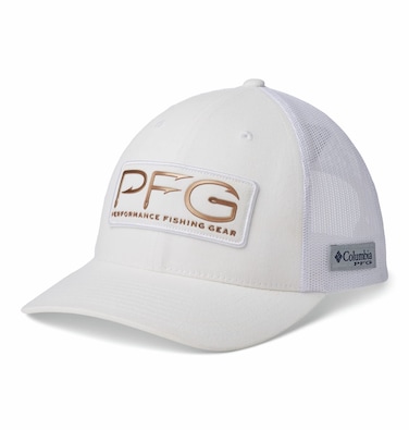 Columbia Women's PFG Mesh Womens Ball Cap, White/PFG Hooks, One Size